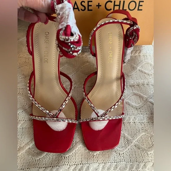 NEW! Chase + Chloe Stiletto Sandals with Wrap Around Ankle Straps Women’s Size 9 - Picture 11 of 15